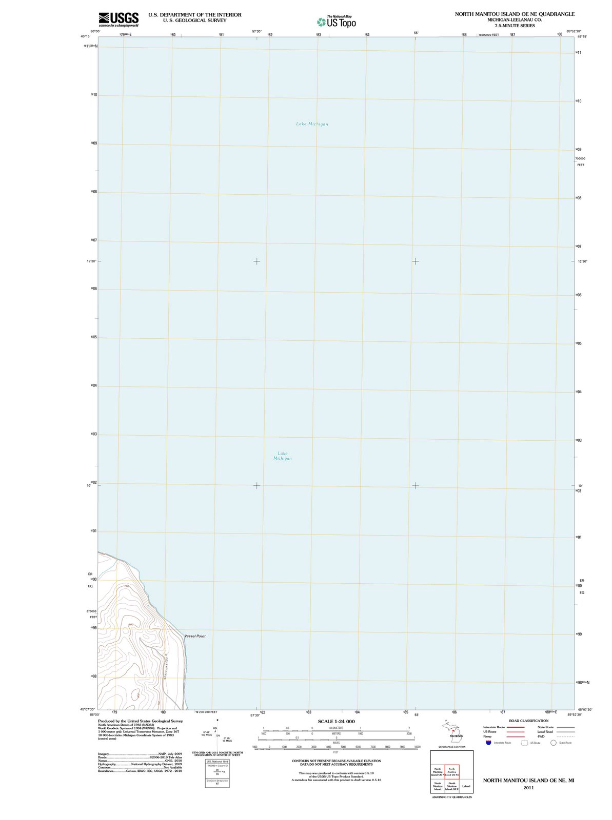 2011 North Manitou IslandE, MI - Michigan - USGS Topographic Map