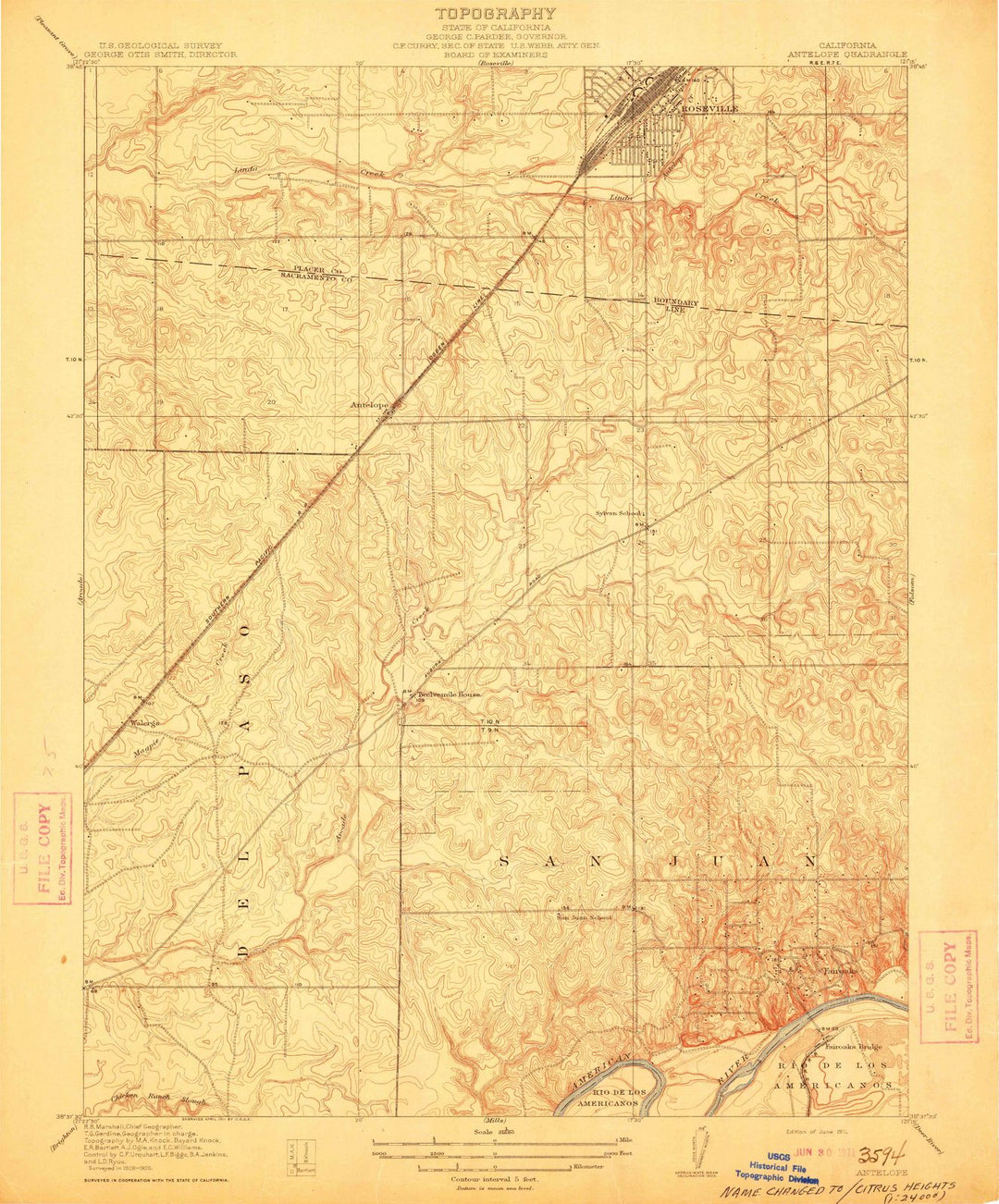 1911 Antelope, CA - California - USGS Topographic Map