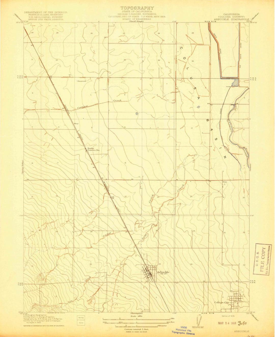 1918 Arbuckle, CA - California - USGS Topographic Map