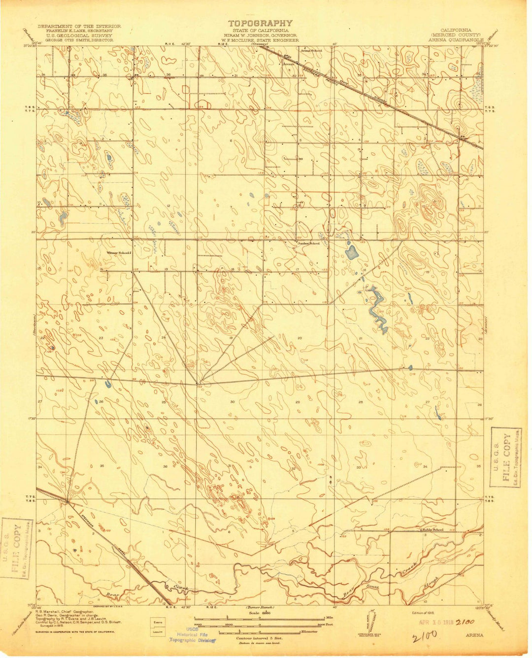 1918 Arena, CA - California - USGS Topographic Map
