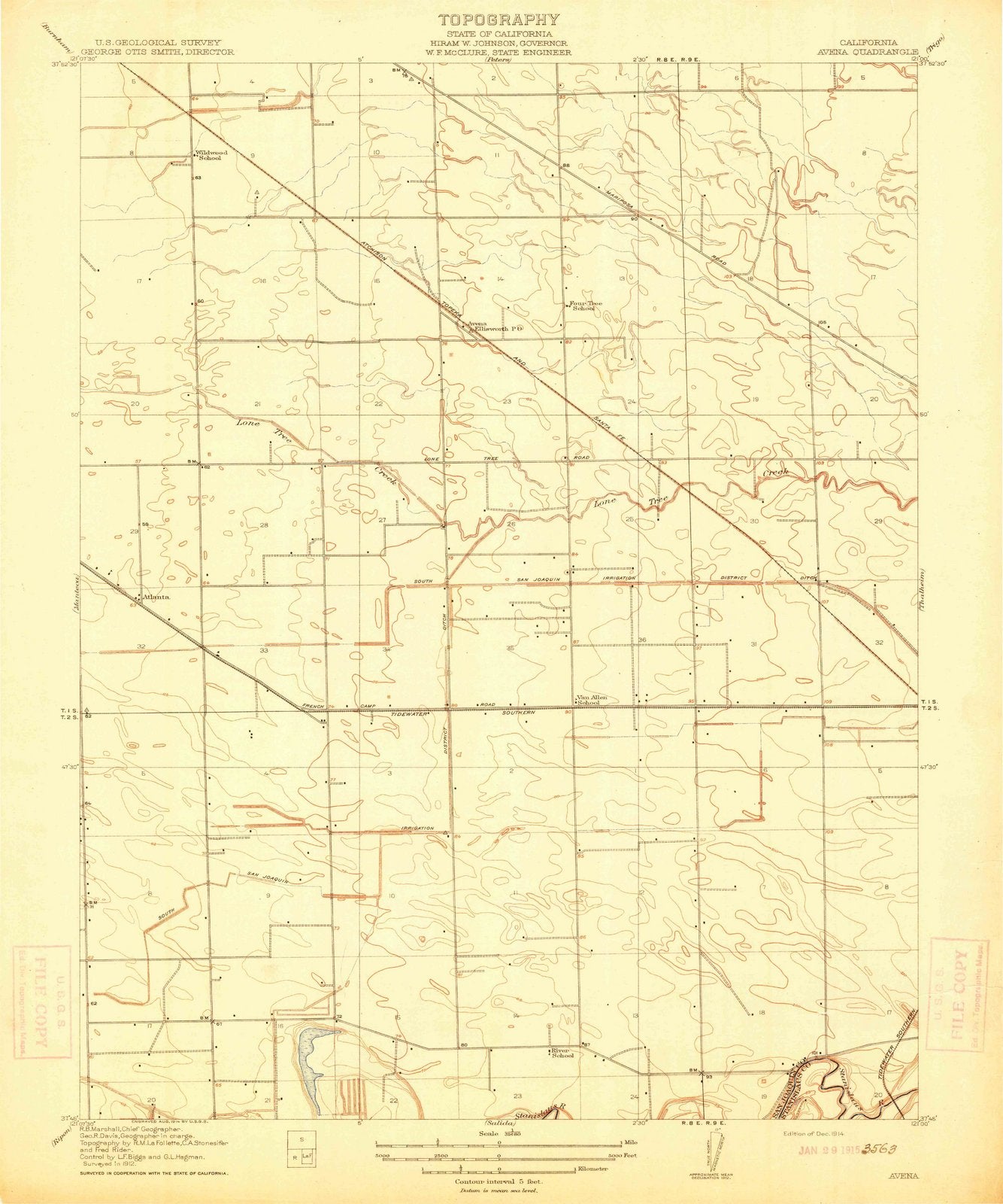 1914 Avenal, CA - California - USGS Topographic Map