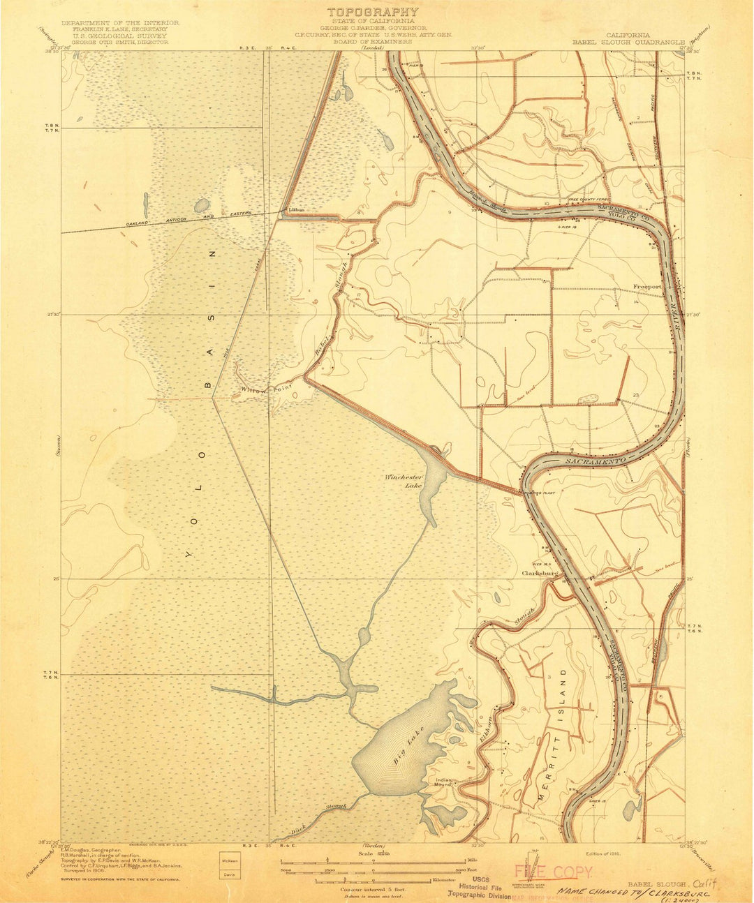 1916 Babel Slough, CA - California - USGS Topographic Map