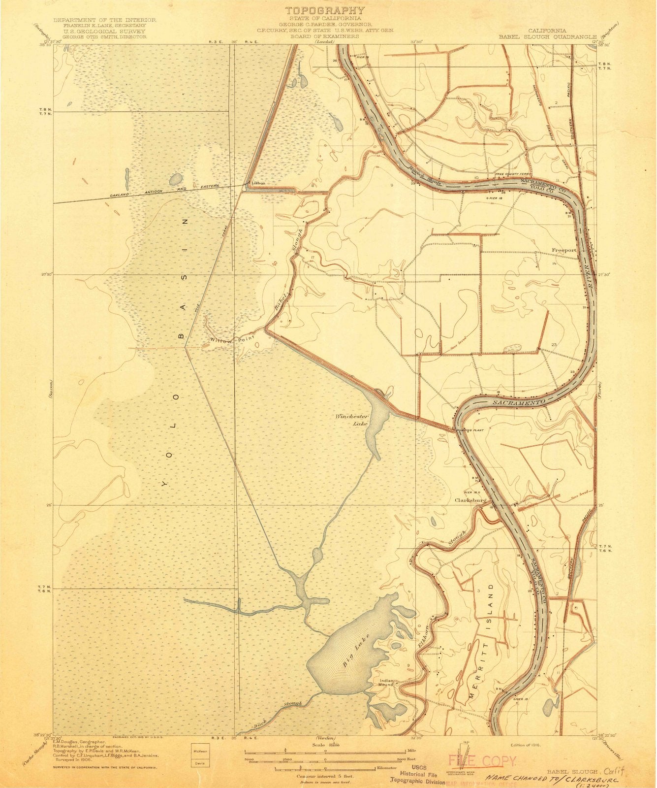 1916 Babel Slough, CA - California - USGS Topographic Map