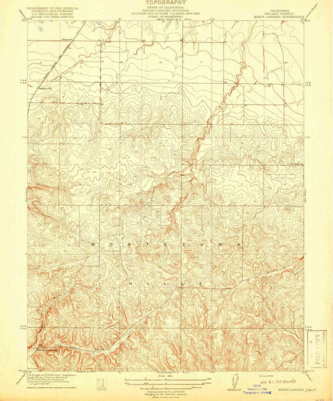 1918 Birds Landing, CA - California - USGS Topographic Map