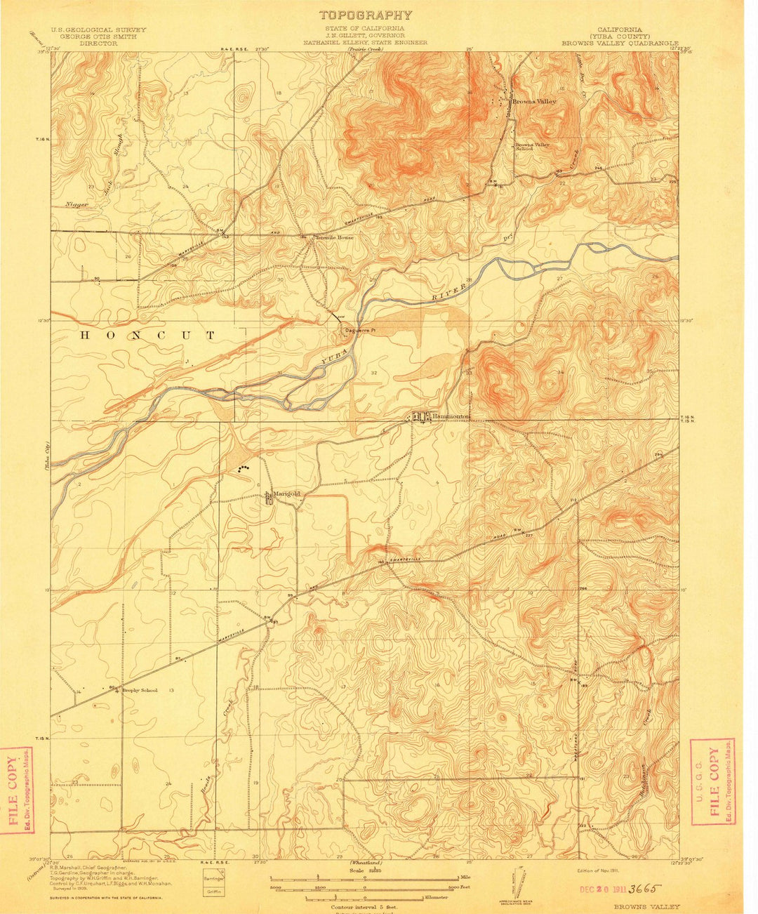 1911 Browns Valley, CA - California - USGS Topographic Map