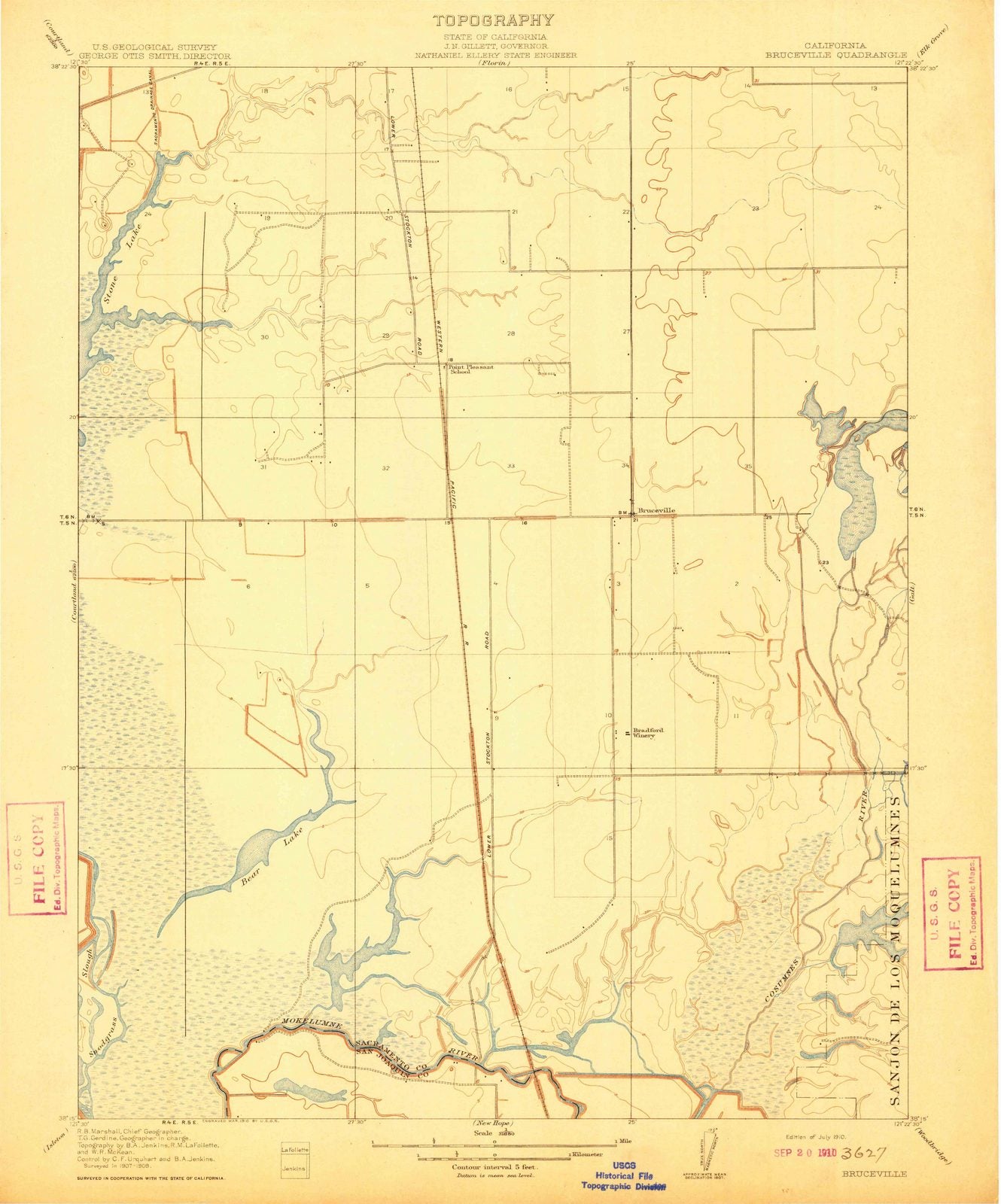 1910 Bruceville, CA - California - USGS Topographic Map