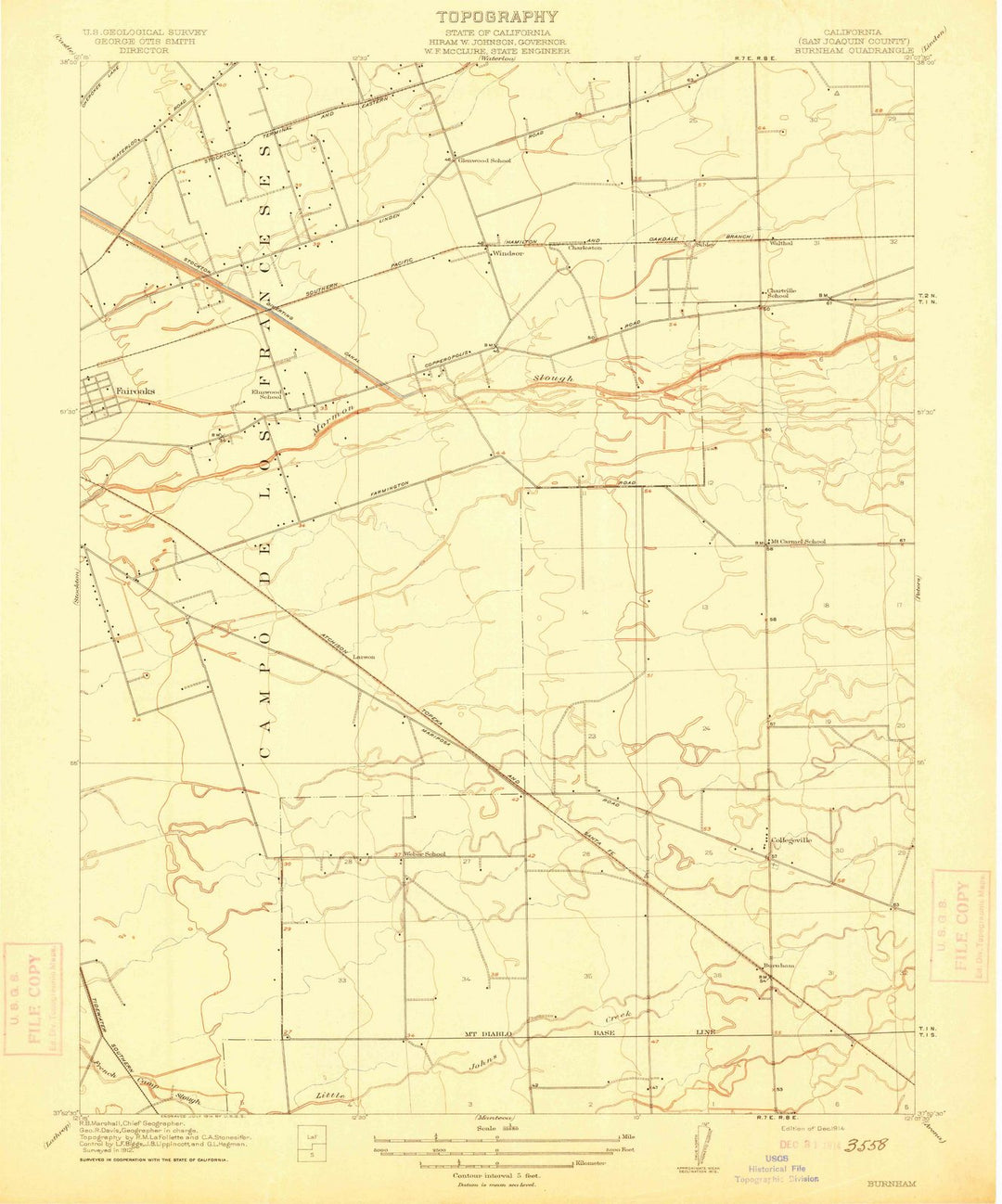 1914 Burnham, CA - California - USGS Topographic Map