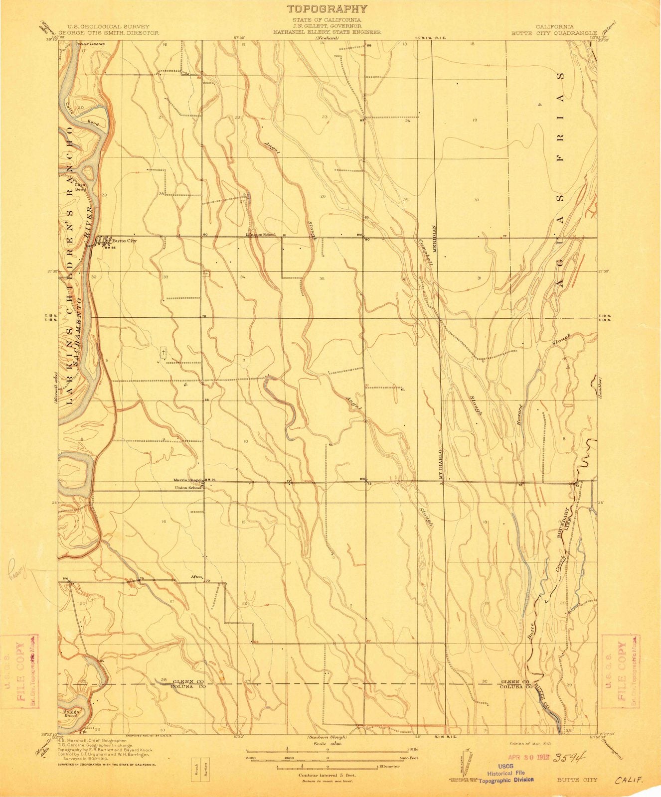 1912 Butte City, CA - California - USGS Topographic Map