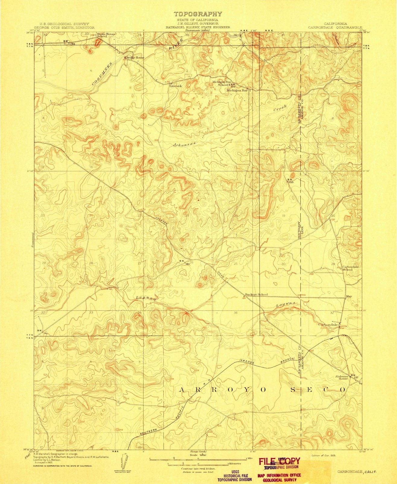 1909 Carbondale, CA - California - USGS Topographic Map