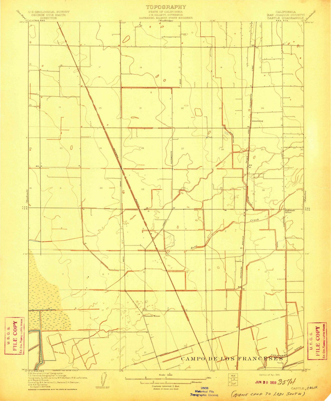 1910 Castle, CA - California - USGS Topographic Map