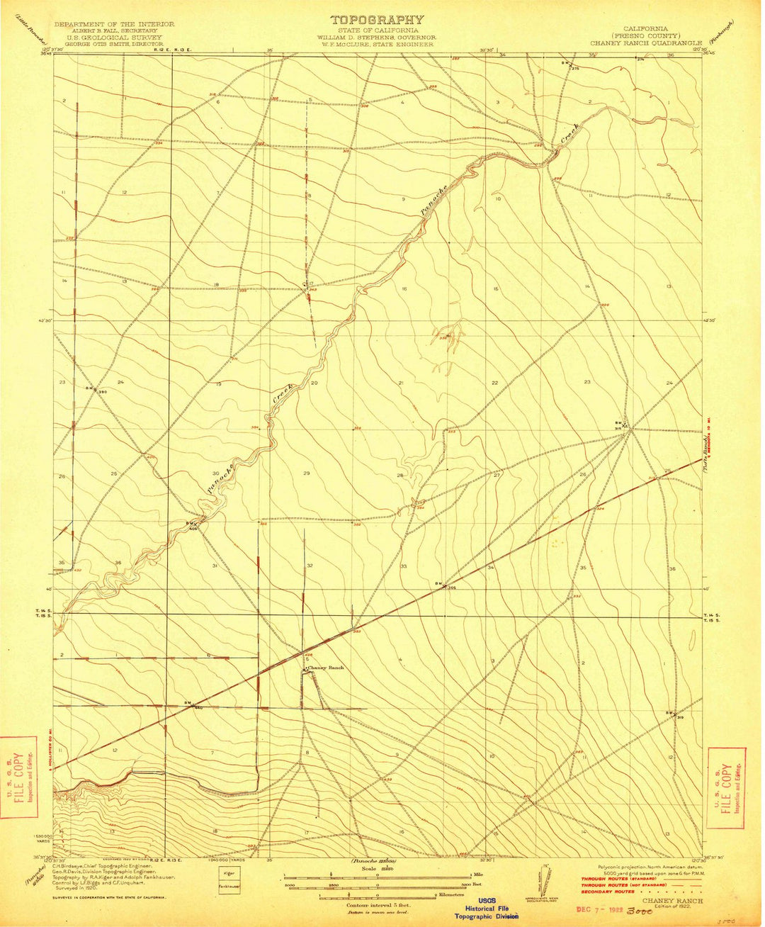 1922 Chaney Ranch, CA - California - USGS Topographic Map