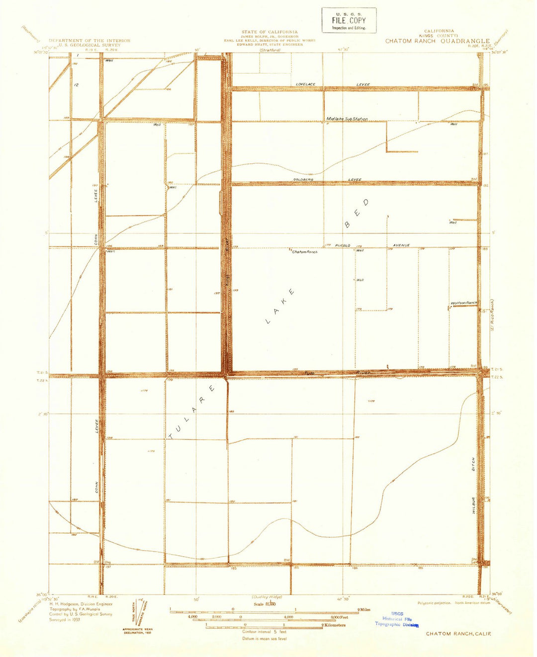 1933 Chatom Ranch, CA - California - USGS Topographic Map