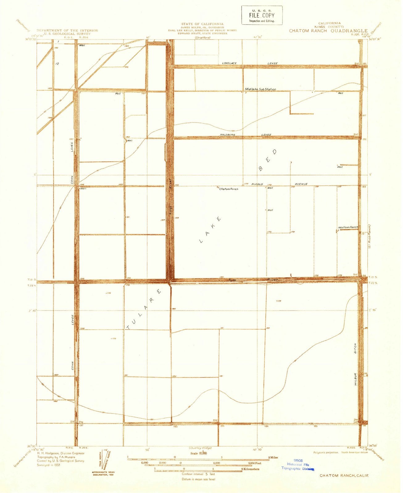1933 Chatom Ranch, CA - California - USGS Topographic Map