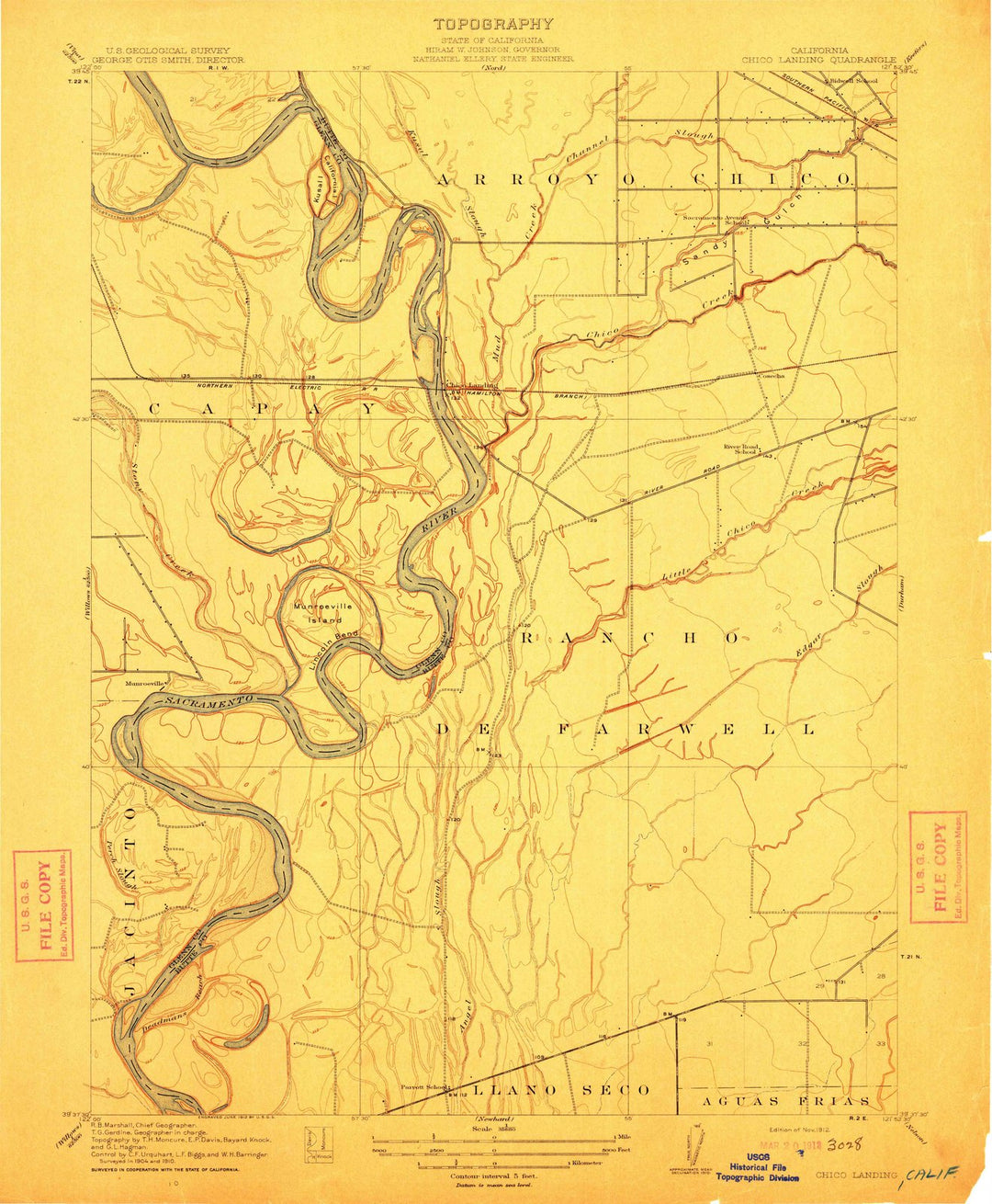 1912 Chico Landing, CA - California - USGS Topographic Map