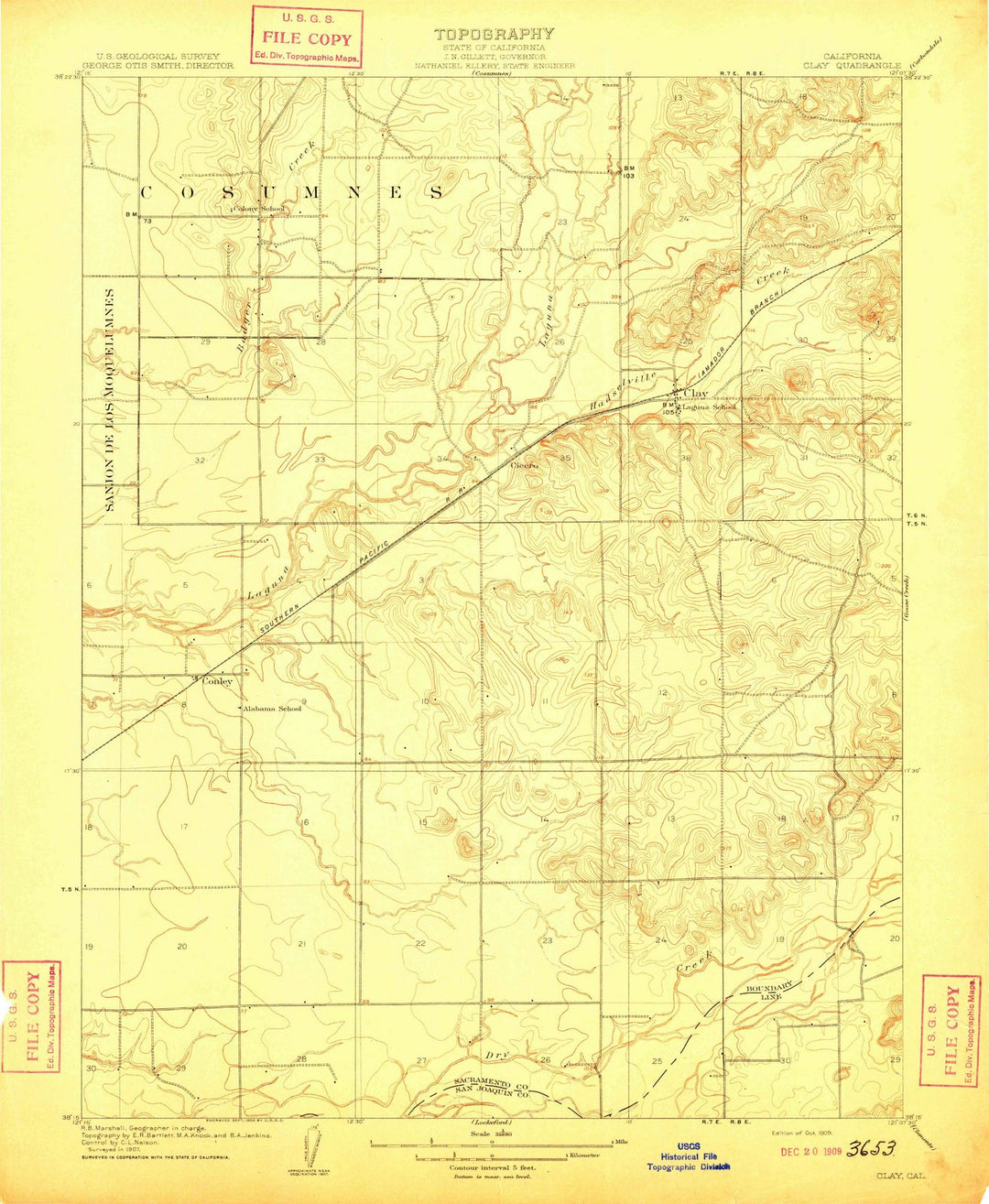 1909 Clay, CA - California - USGS Topographic Map