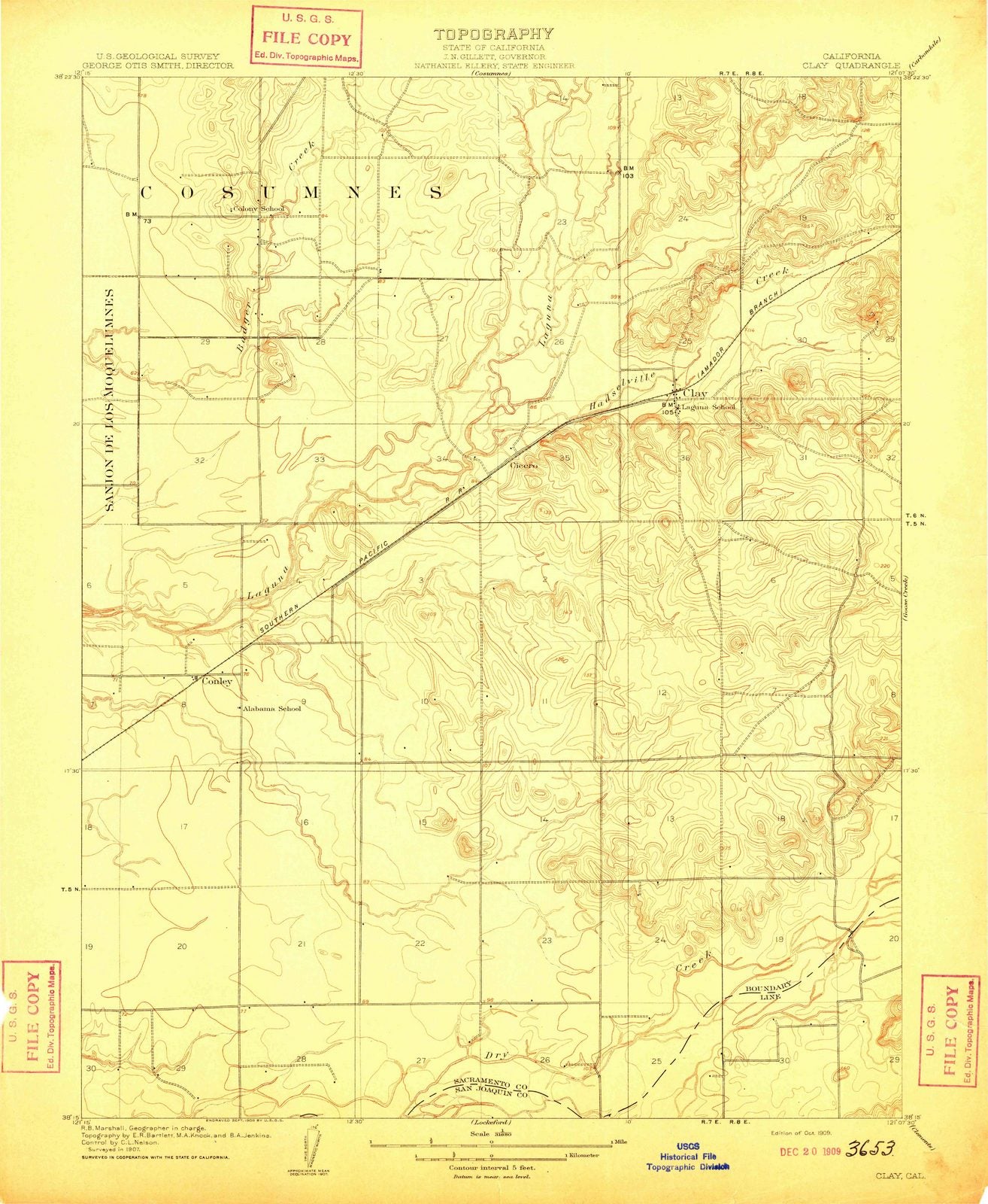1909 Clay, CA - California - USGS Topographic Map