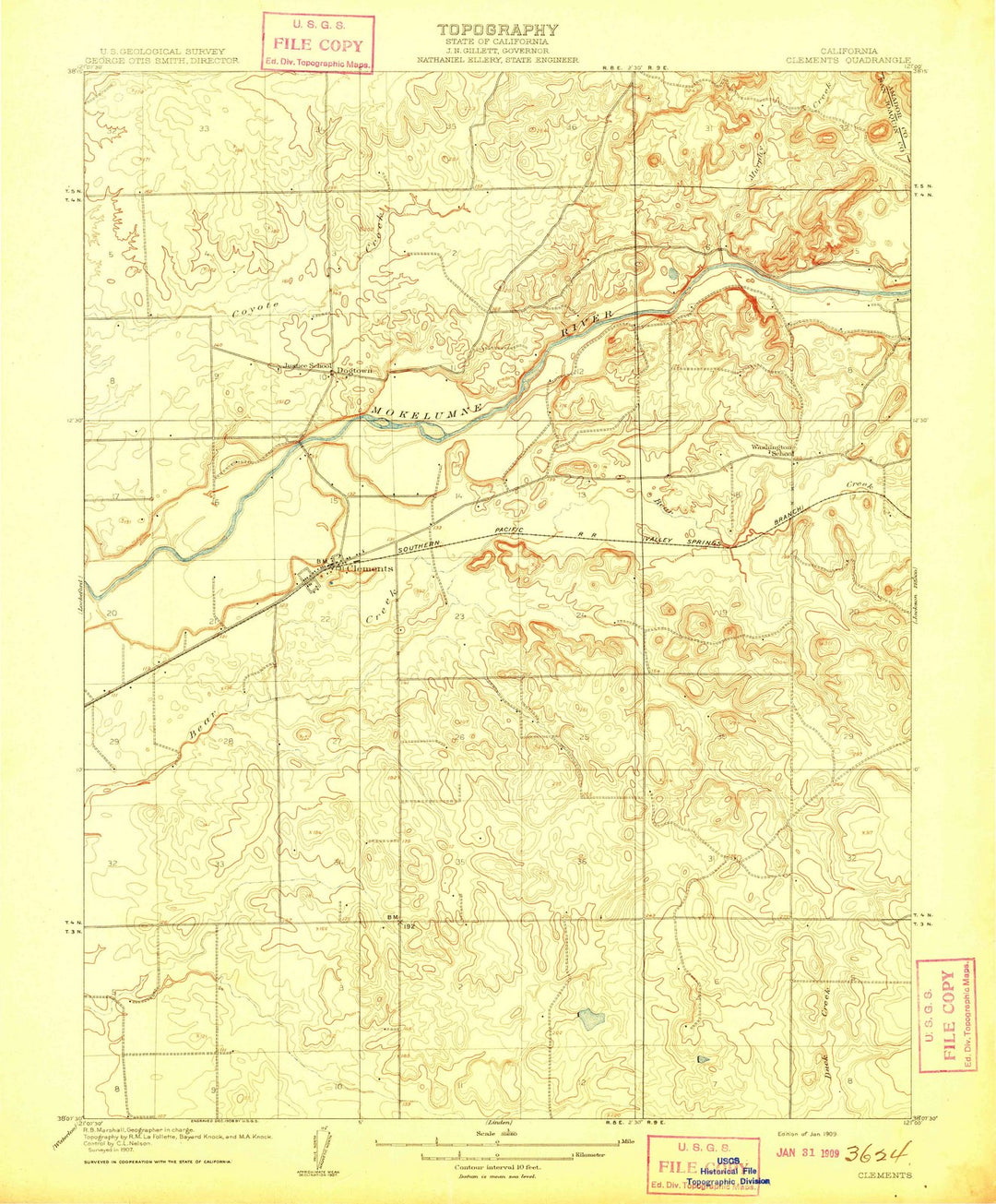1909 Clements, CA - California - USGS Topographic Map