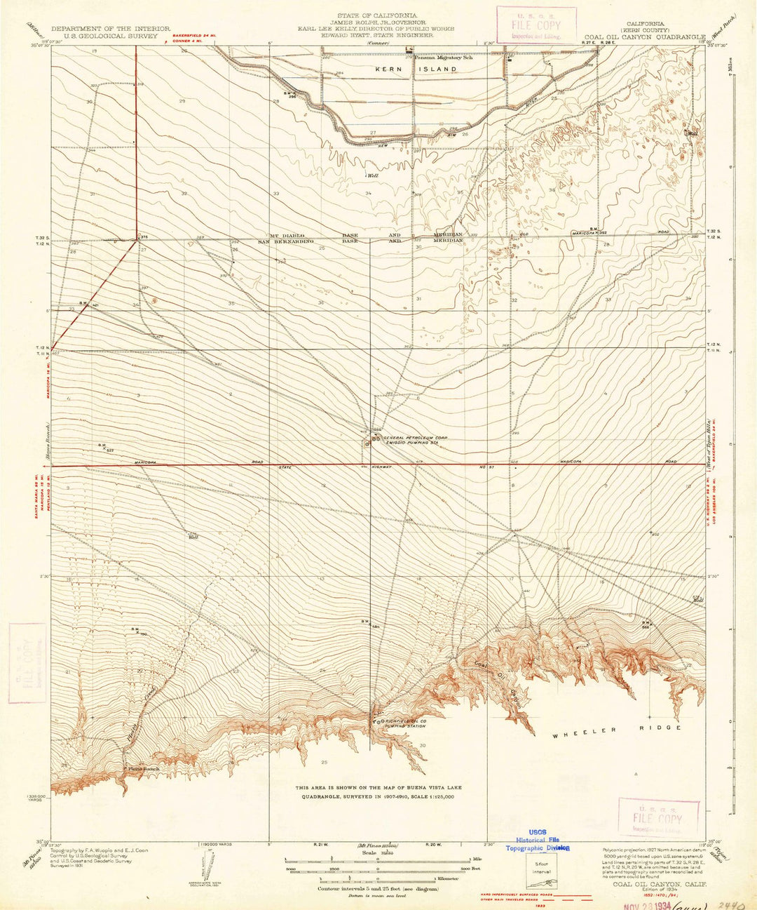 1934 Coal Oil Canyon, CA - California - USGS Topographic Map