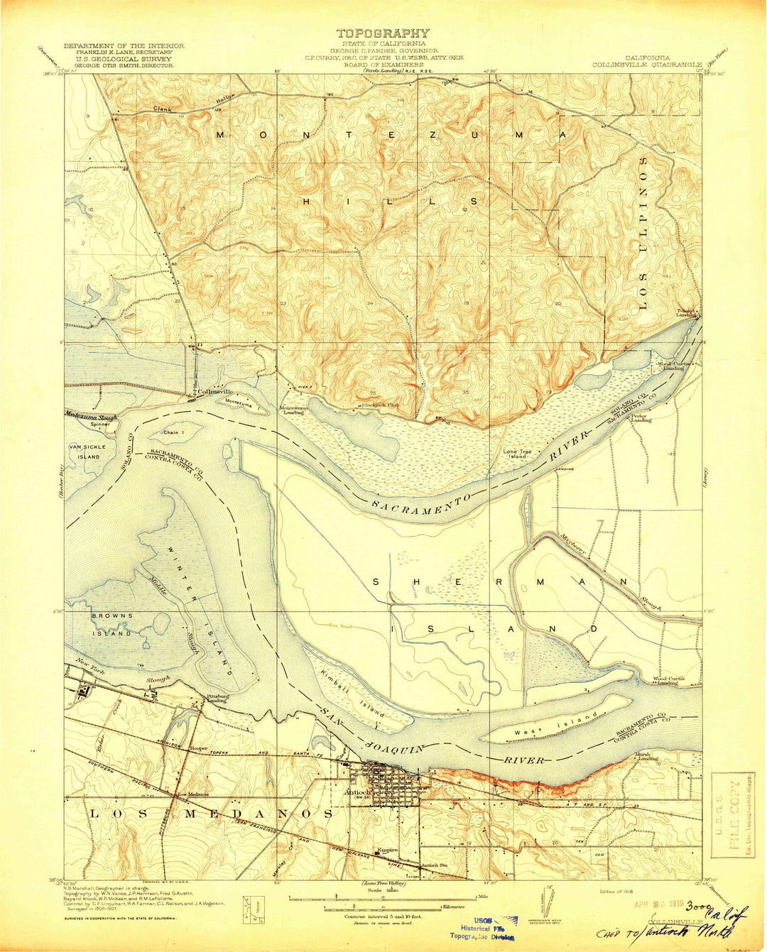 1918 Collinsville, CA - California - USGS Topographic Map