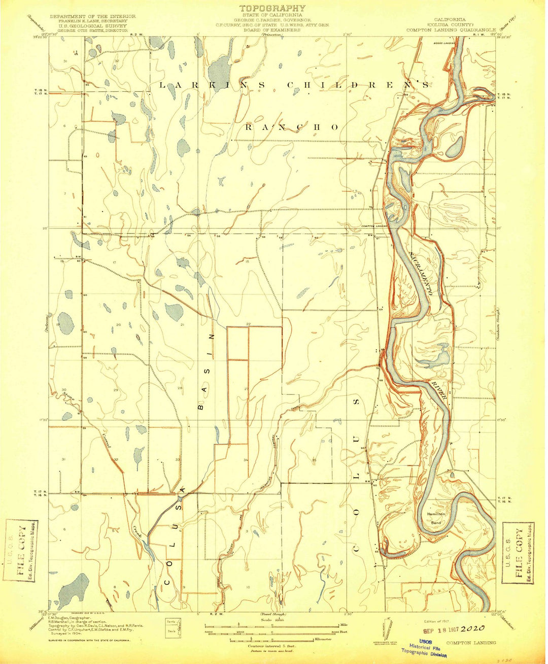 1917 Compton Landing, CA - California - USGS Topographic Map