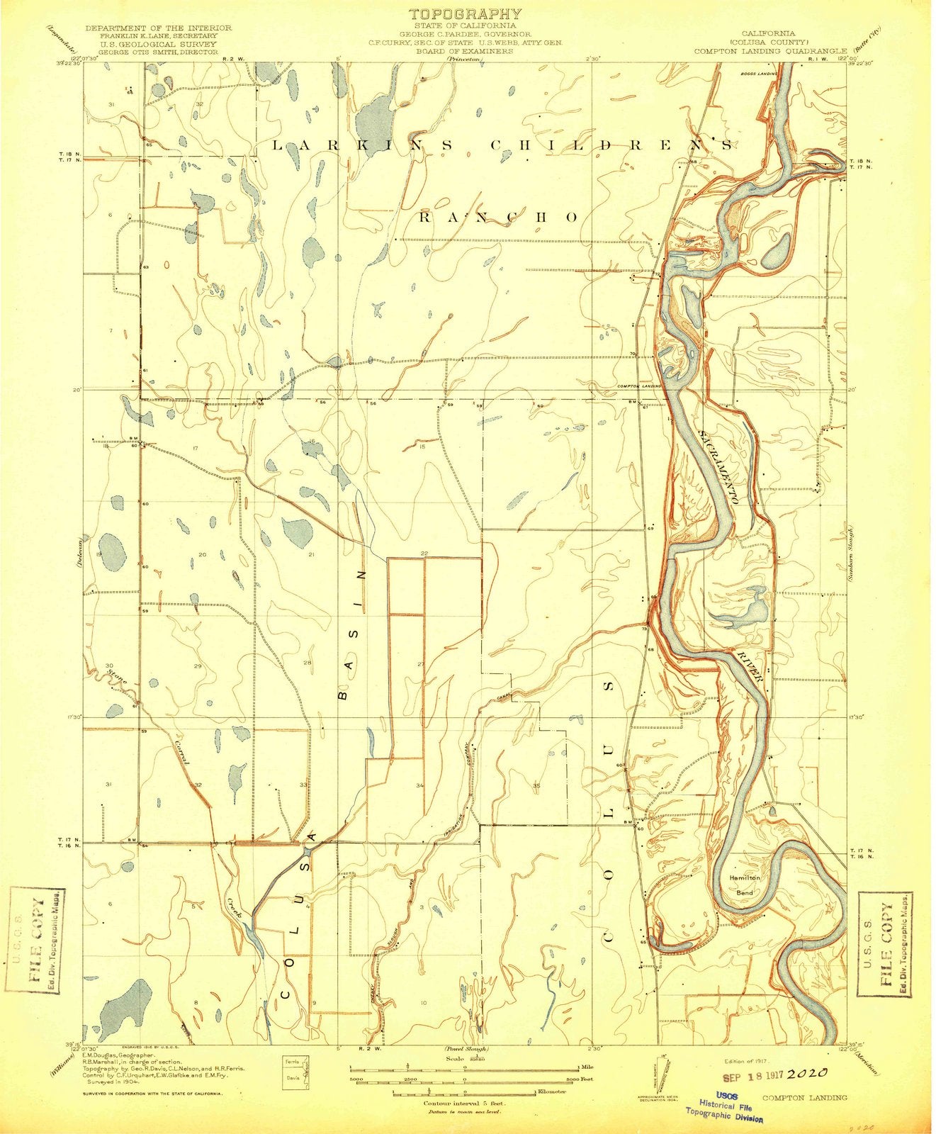 1917 Compton Landing, CA - California - USGS Topographic Map