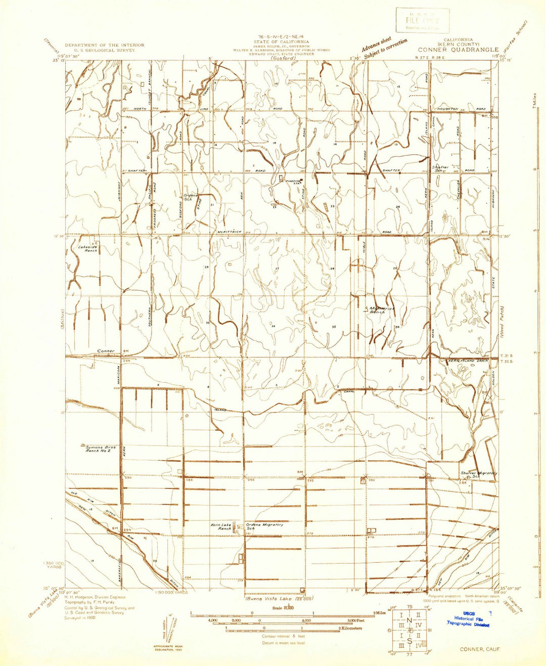 1930 Conner, CA - California - USGS Topographic Map