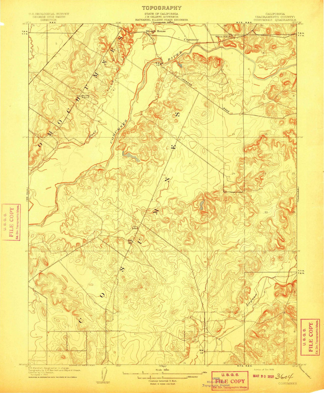 1909 Cosumnes, CA - California - USGS Topographic Map