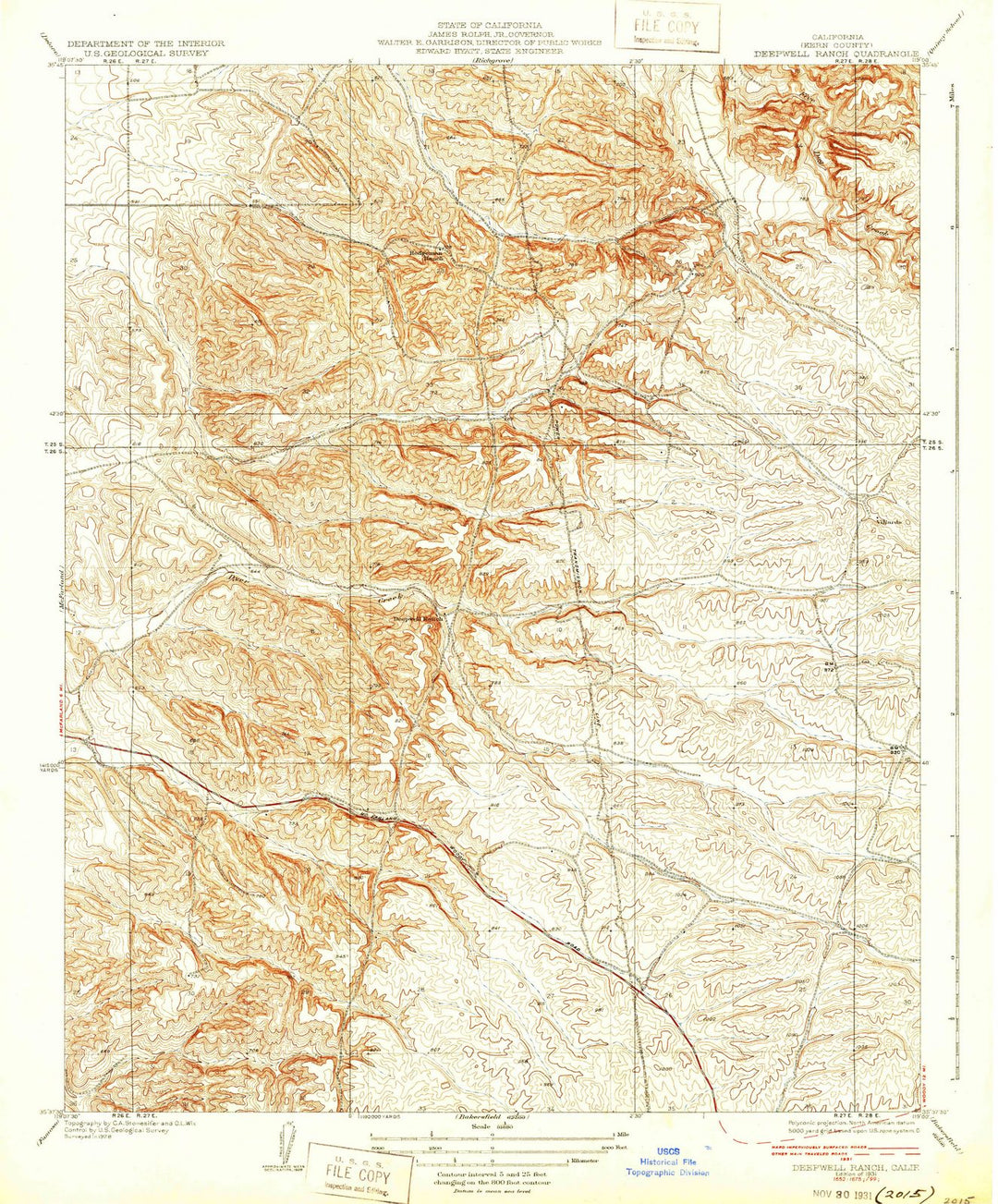 1931 Deepwell Ranch, CA - California - USGS Topographic Map