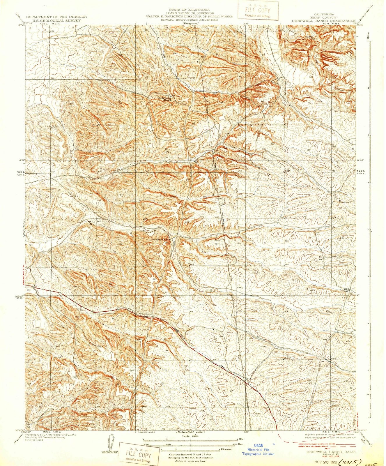 1931 Deepwell Ranch, CA - California - USGS Topographic Map
