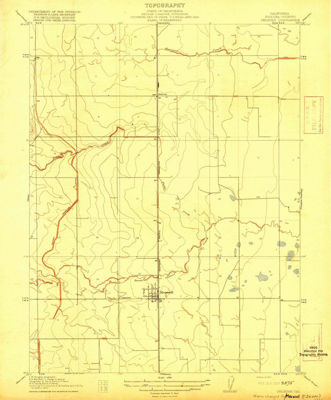 1917 Delevan, CA - California - USGS Topographic Map