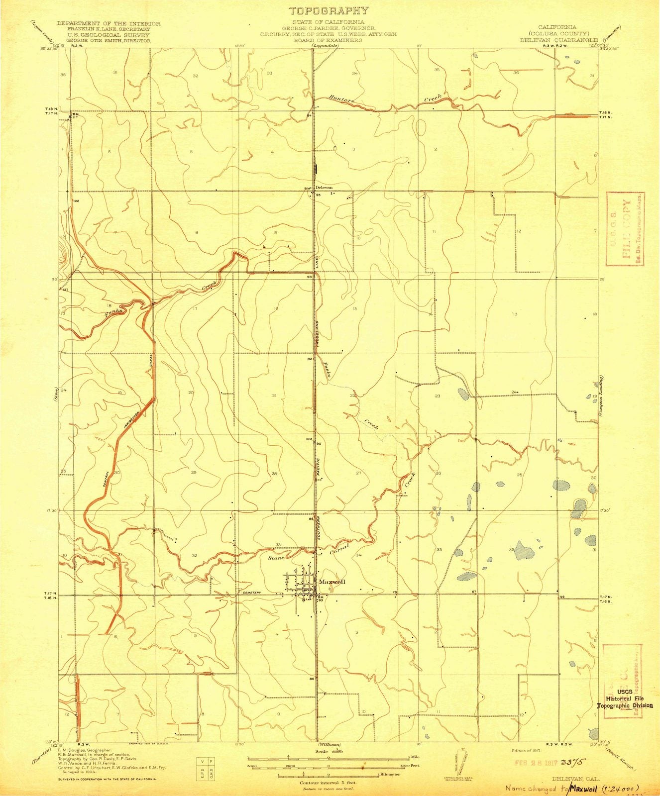 1917 Delevan, CA - California - USGS Topographic Map
