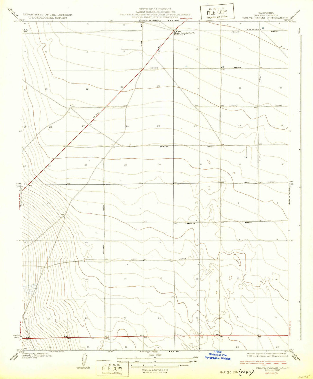 1932 Delta Farms, CA - California - USGS Topographic Map