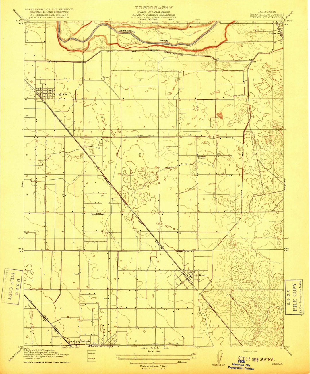 1916 Denair, CA - California - USGS Topographic Map