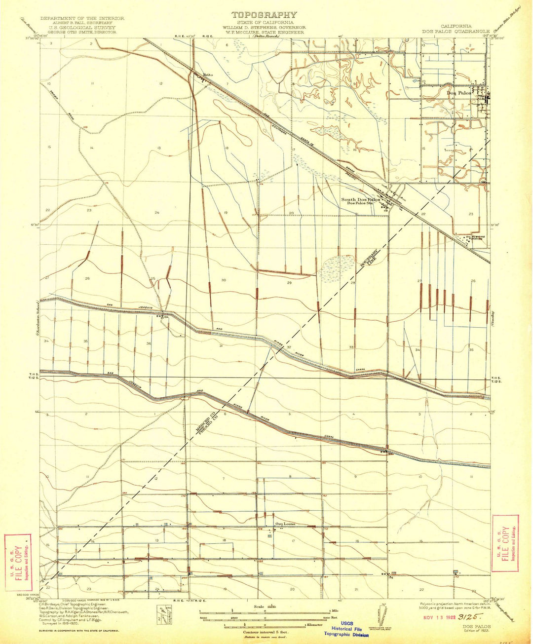 1922 Dos Palos, CA - California - USGS Topographic Map