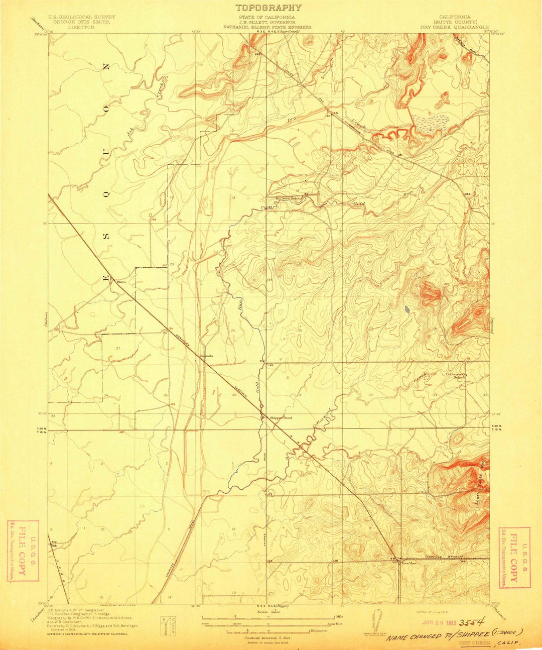 1912 Dry Creek, CA - California - USGS Topographic Map