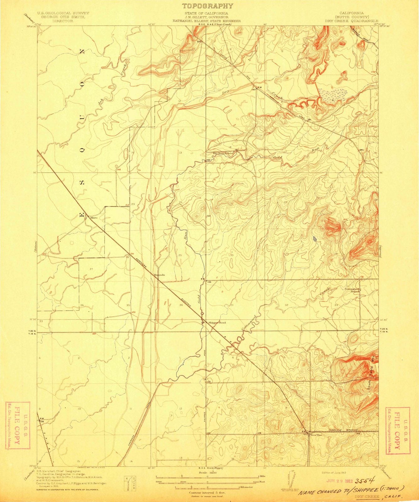 1912 Dry Creek, CA - California - USGS Topographic Map