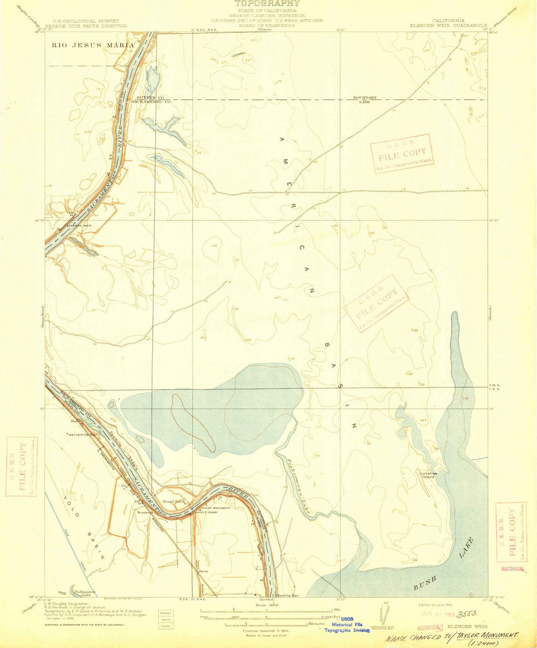 1915 Elkhorn Weir, CA - California - USGS Topographic Map
