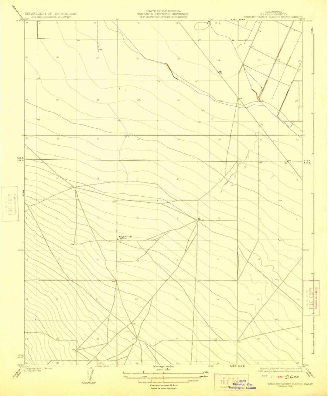 1923 Englebrecht Ranch, CA - California - USGS Topographic Map