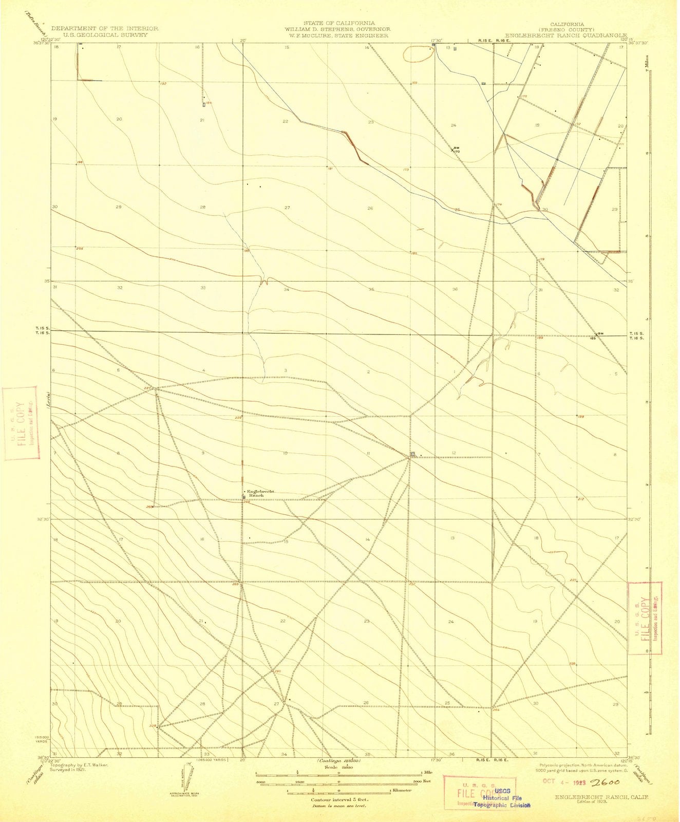1923 Englebrecht Ranch, CA - California - USGS Topographic Map