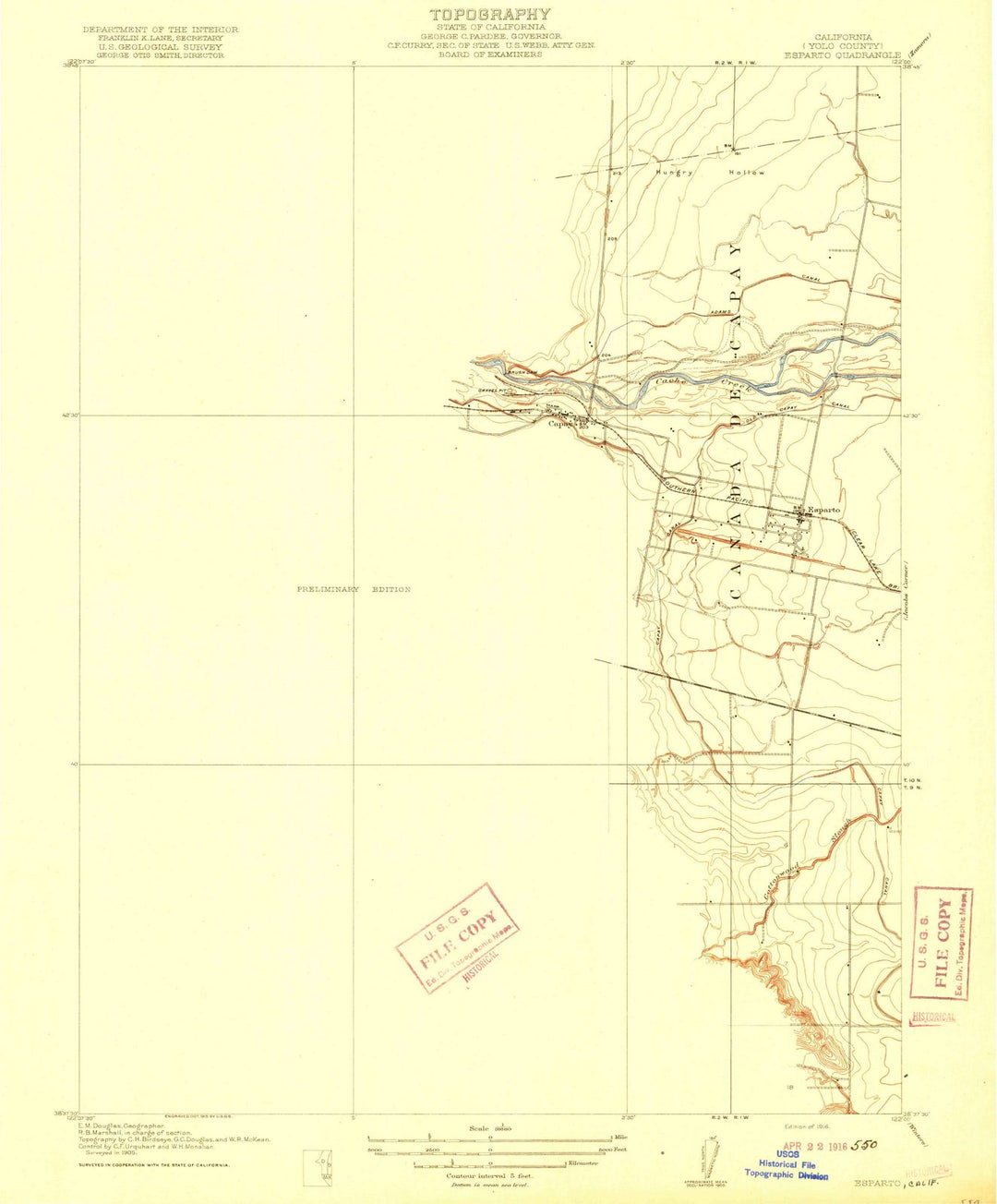 1916 Esparto, CA - California - USGS Topographic Map