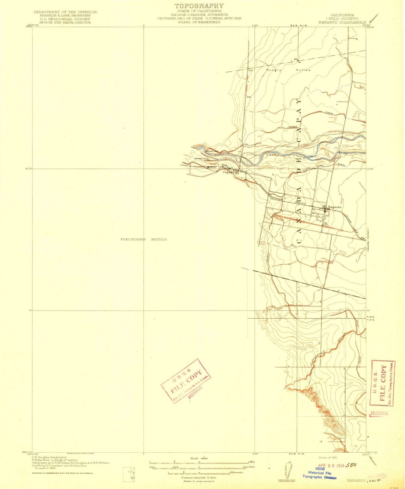 1916 Esparto, CA - California - USGS Topographic Map