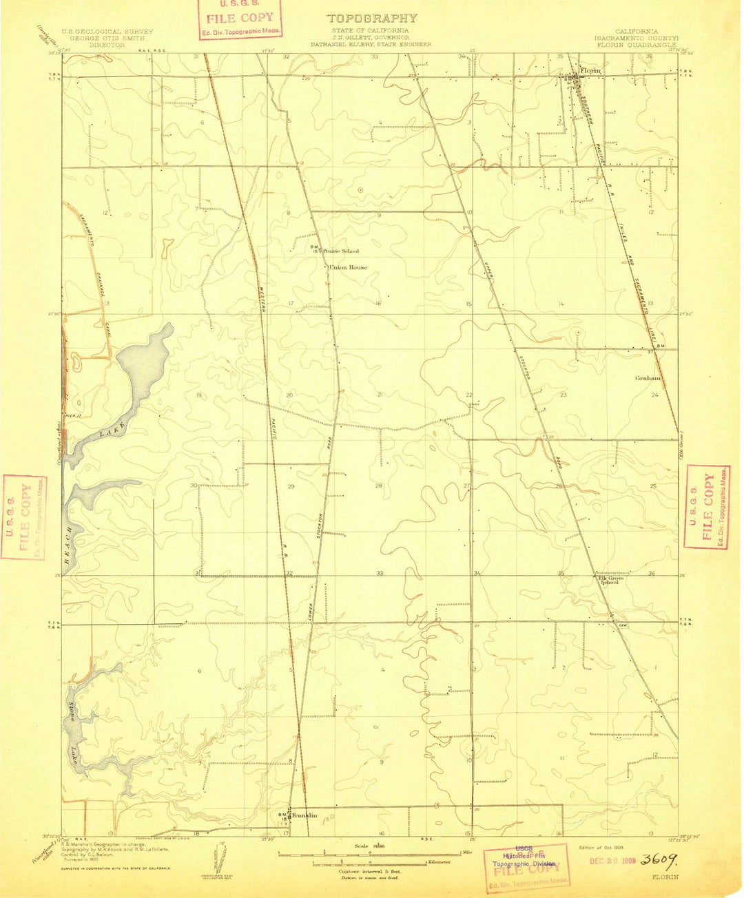 1909 Florin, CA - California - USGS Topographic Map
