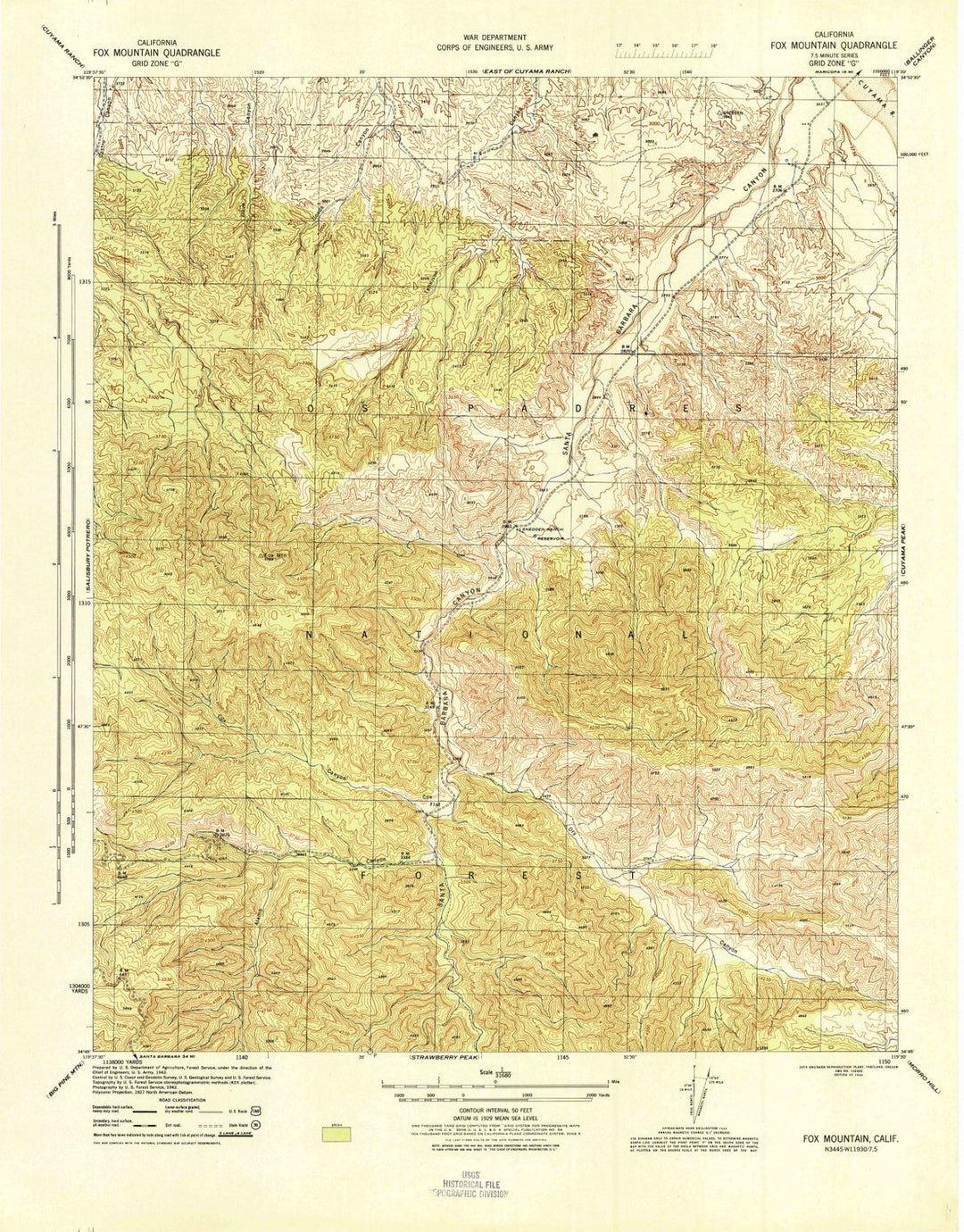 1944 Fox Mountain, CA - California - USGS Topographic Map