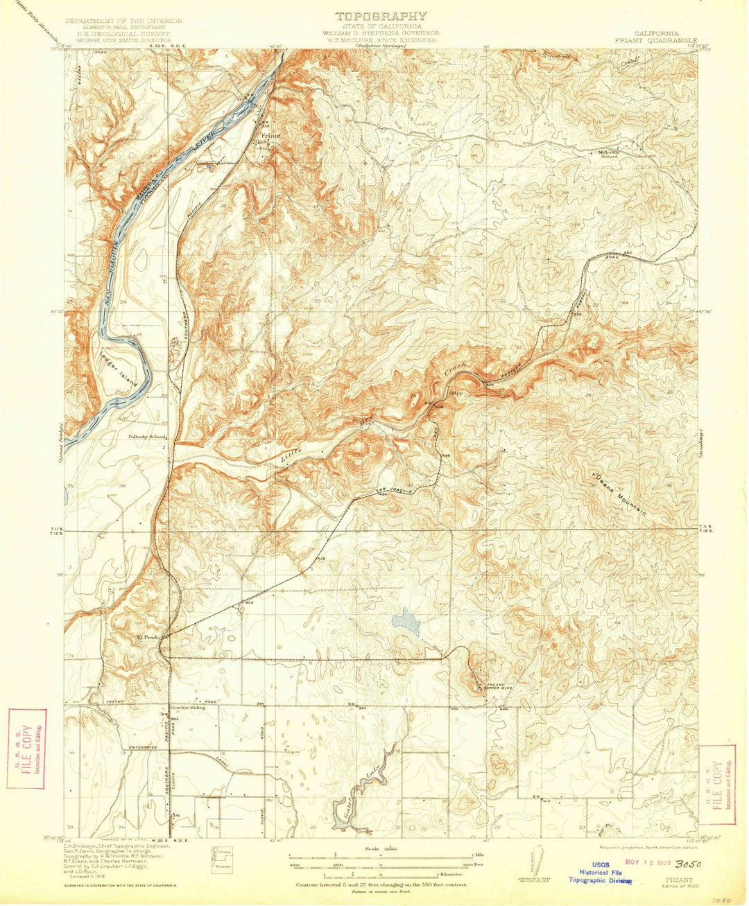 1922 Friant, CA - California - USGS Topographic Map
