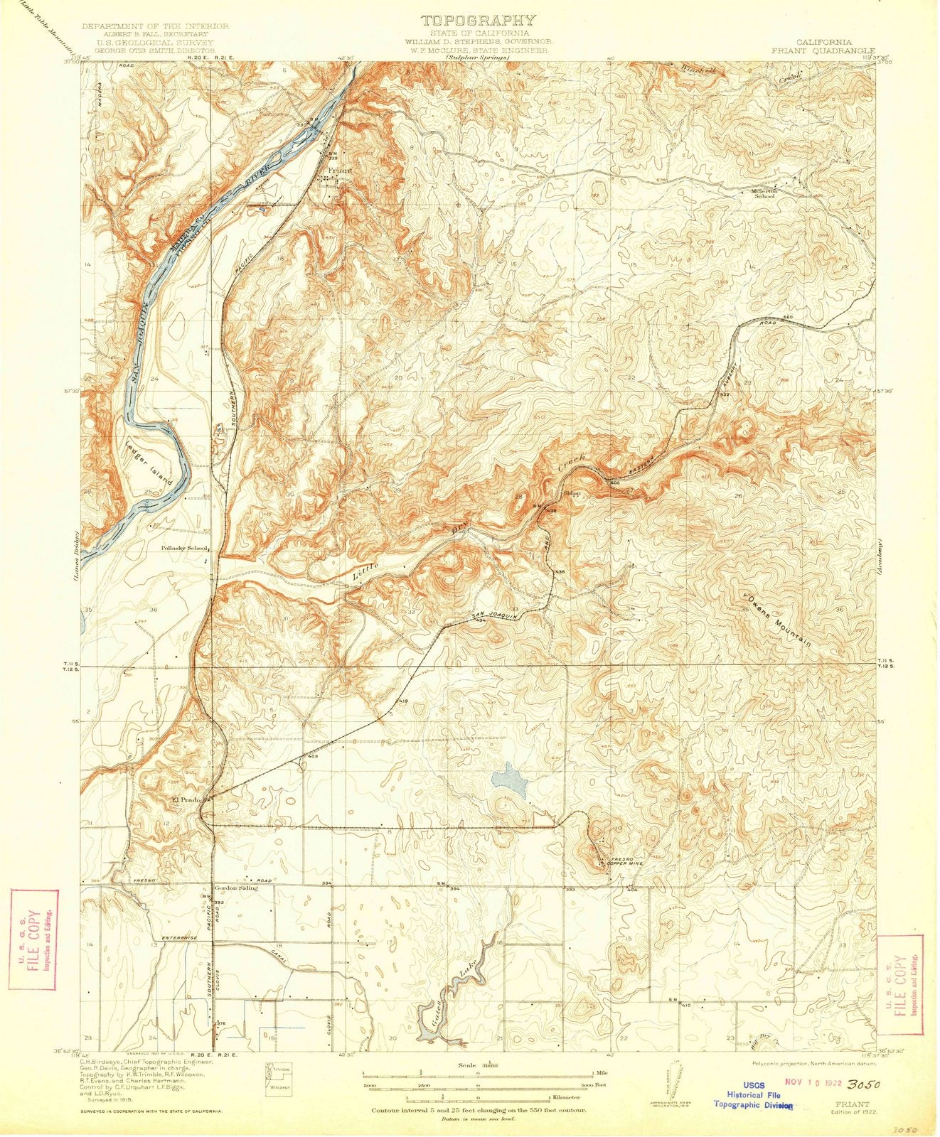 1922 Friant, CA - California - USGS Topographic Map