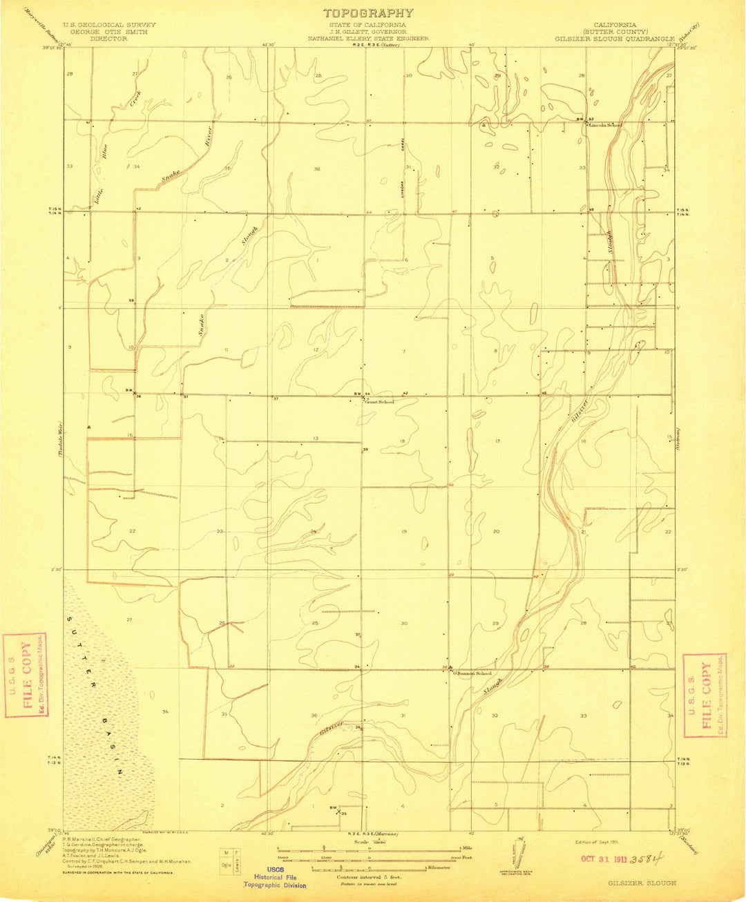 1911 Gilsizer Slough, CA - California - USGS Topographic Map