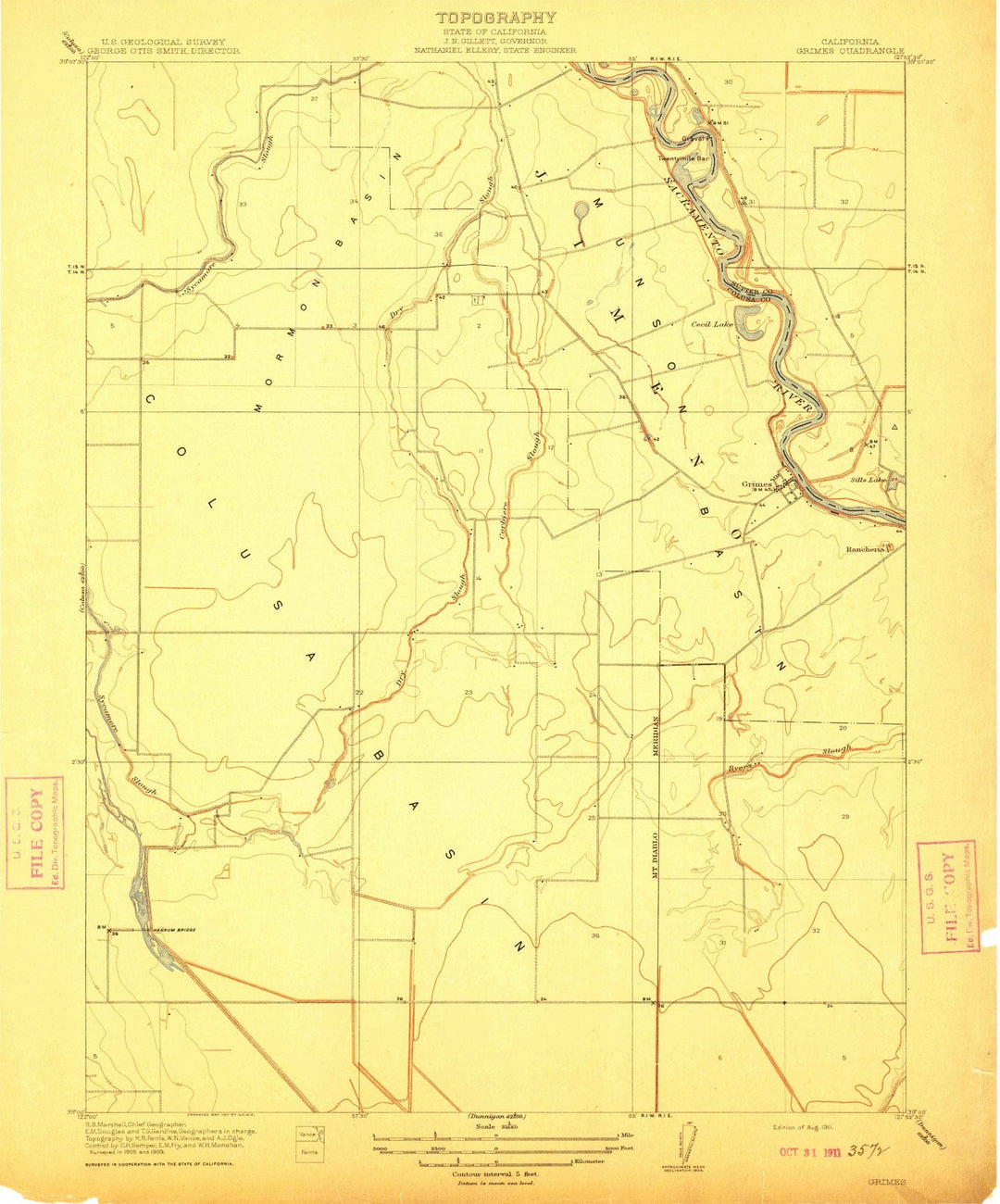 1911 Grimes, CA - California - USGS Topographic Map