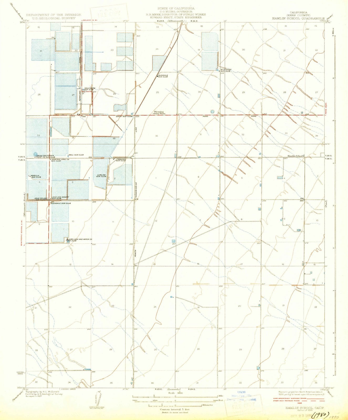 1930 Hamlin School, CA - California - USGS Topographic Map