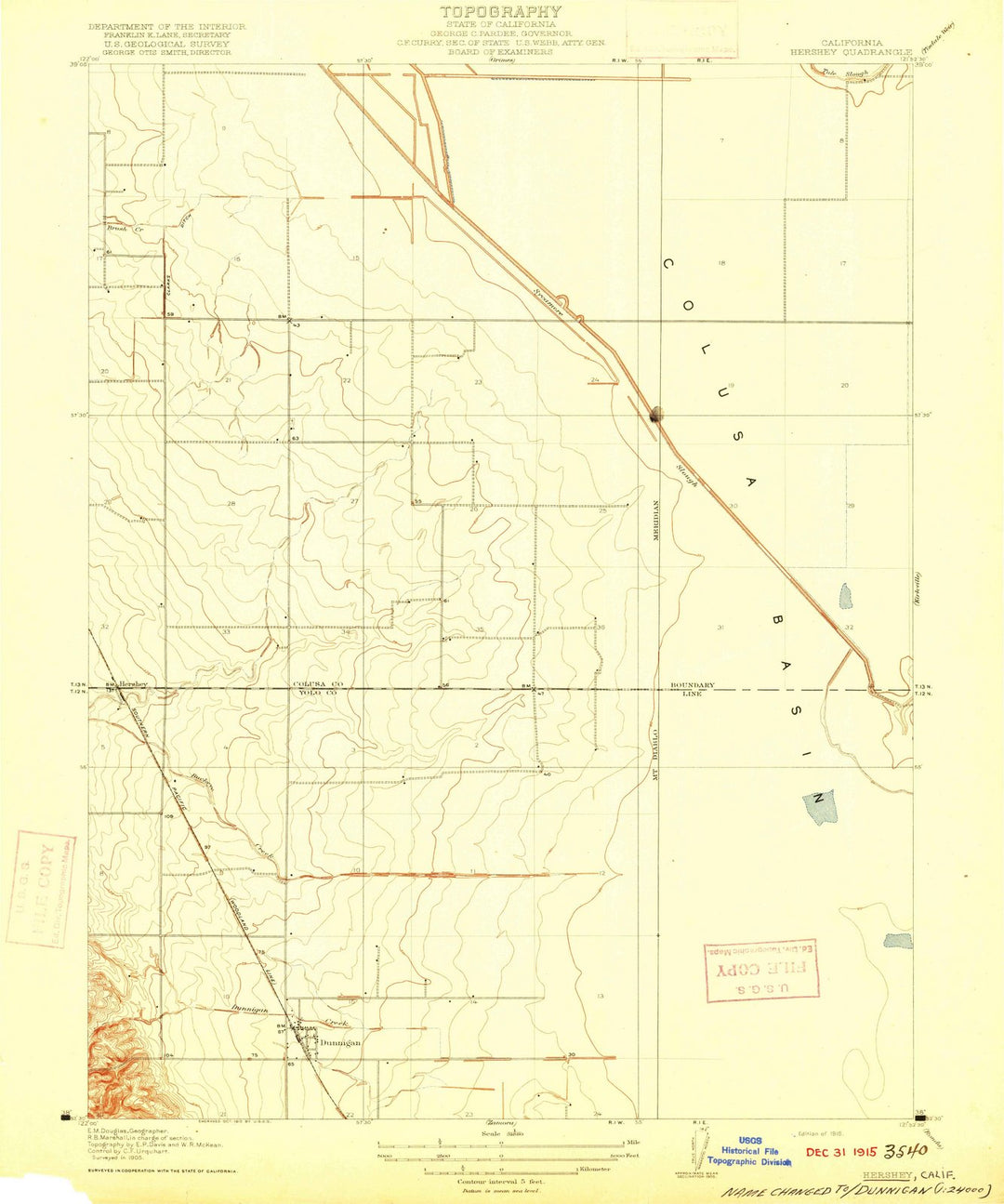 1916 Hershey, CA - California - USGS Topographic Map