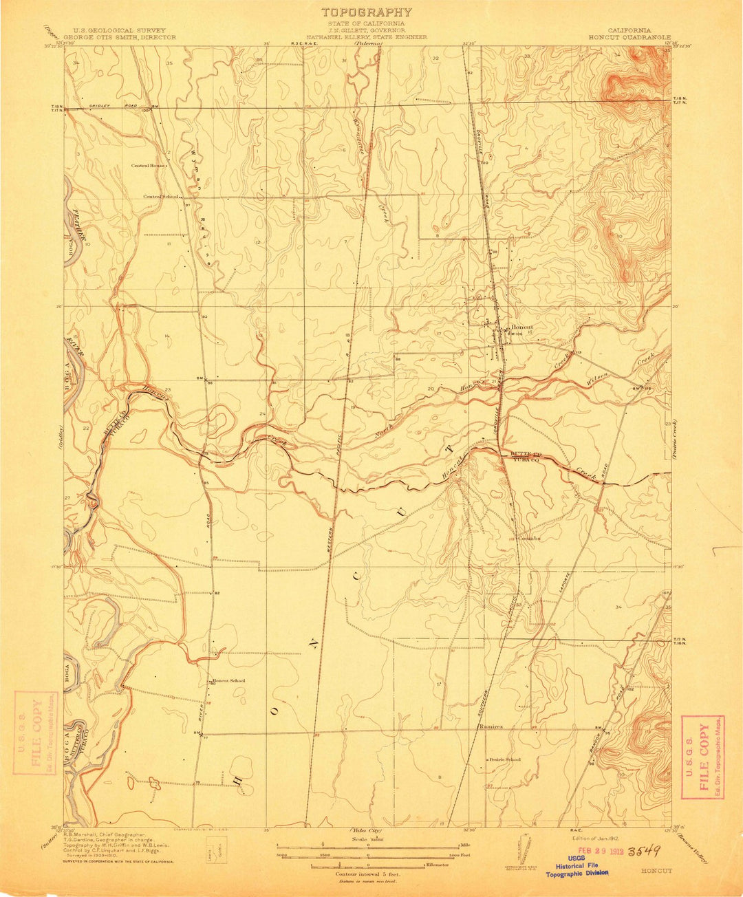 1912 Honcut, CA - California - USGS Topographic Map